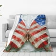 thumbnail image 1 of Bingfone Patriotic Butterfly Floral Print Flannel Fleece Blanket Throw Blanket for Bed,Sofa,Couch,Travel,Camping(50"x40" ), 1 of 8