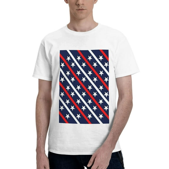 Bingfone Patriotic Star Men'S Loose Fit Short-Sleeve Pocket T-Shirt