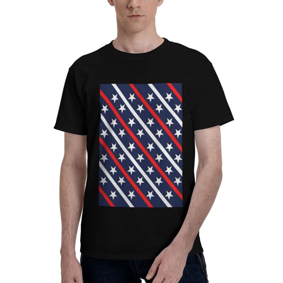 Bingfone Patriotic Star Men'S Loose Fit Short-Sleeve Pocket T-Shirt
