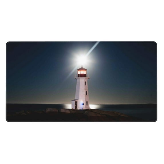 Bingfone Peggy'S Cove Lighthouse Large Gaming Mouse Pad,Extended Desk Mousepad With Stitched Edges,Non-Slip Base,Water Resist Keyboard Pad For Gamer, Office & Home, 29.5 X 16 In