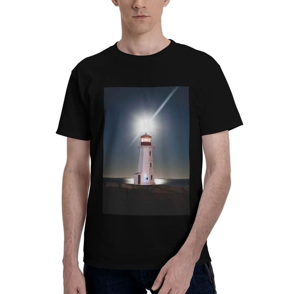 Bingfone Peggy'S Cove Lighthouse Men'S Loose Fit Short-Sleeve Pocket T-Shirt