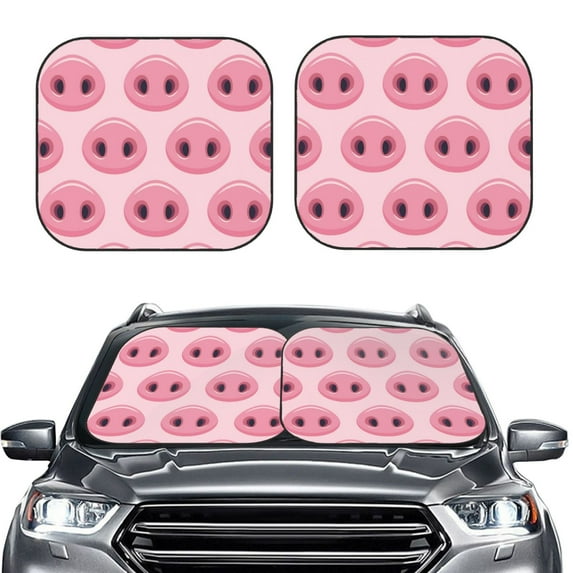 Bingfone Pig Nose Windshield Sun Shade 2-Piece Foldable Car Front Window Sunshade For Most Sedans Suv Truck - Auto Sun Blocker Visor Protector Blocks Max Uv Rays - Medium