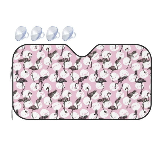 Bingfone Pineapple Flamingo Car Windshield Sunshade,Sun Foldable Sun Shield Sun Visor for Car - Medium