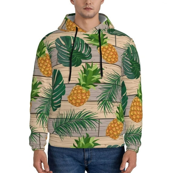 Bingfone Pineapples Palm Leaves Men'S Drawstring Hoodie Long Sleeve Pocket Sweatshirts-Large