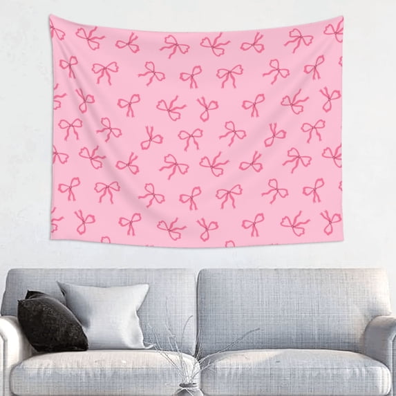 Bingfone Pink Bows Tapestry Wall Hanging Decor for Living Room Bedroom Dorm Classroom Office Decor 29x37 Inch