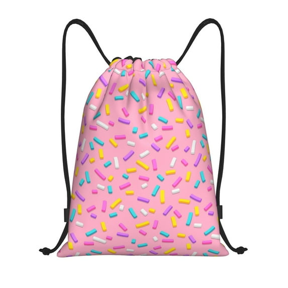 Bingfone Pink Donut Drawstrings Backpacks Bags For Men Women Gym Drawstrings Bag