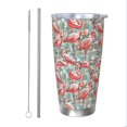 thumbnail image 1 of Bingfone Pink Flamingo for 20 Oz Stainless Steel Travel Mug Double Wall Water Coffee Cup for Home,Office, Outdoor Works Great for Ice Drinks and Hot Beverage-Straw Two-piece Set, 1 of 8