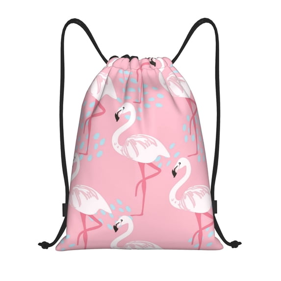 Bingfone Pink Flamingo Drawstrings Backpacks Bags for Men Women Gym Drawstrings Bag-Small