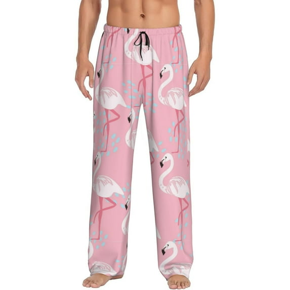 Bingfone Pink Flamingo Mens All Over Print Sleep Pajama Pants-Medium