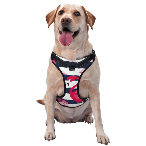 Bingfone Pink Flamingos No Pull Dog Vest Harness For Small Medium Large Dogs Strap For Puppy Walking,Training,Dog Harness-X-Large