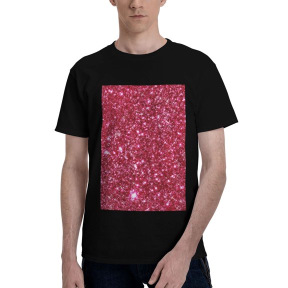 Bingfone Pink Glitter Men'S Loose Fit Short-Sleeve Pocket T-Shirt
