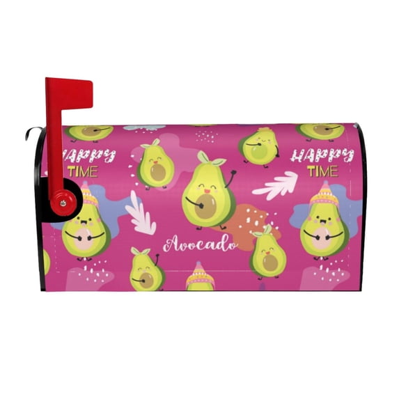 Bingfone Pink Green Avocado Magnetic Mailbox Cover Standard Size For Garden Yard Outdoor Decorations-21x18 In