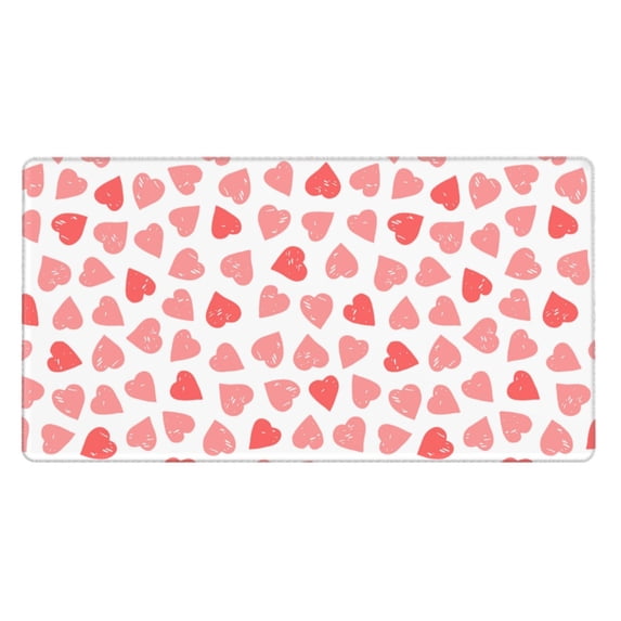 Bingfone Pink Hearts1 Large Gaming Mouse Pad,Extended Desk Mousepad With Stitched Edges,Non-Slip Base,Water Resist Keyboard Pad For Gamer, Office & Home, 29.5 X 16 In