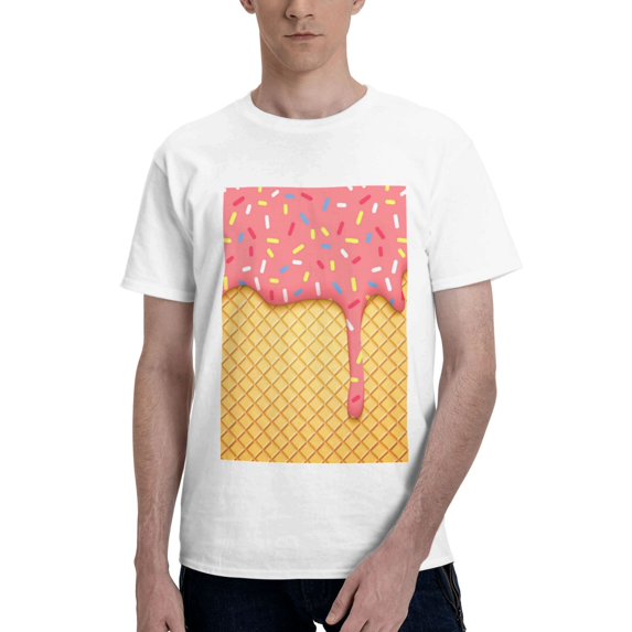 Bingfone Pink Ice Cream Men'S Loose Fit Short-Sleeve Pocket T-Shirt