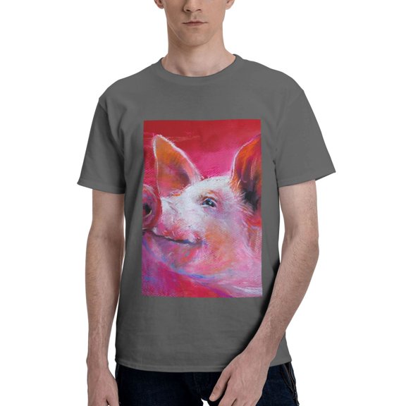 Bingfone Pink Pig Men'S Loose Fit Short-Sleeve Pocket T-Shirt