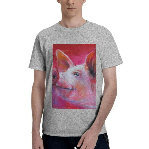 Bingfone Pink Pig Men'S Loose Fit Short-Sleeve Pocket T-Shirt
