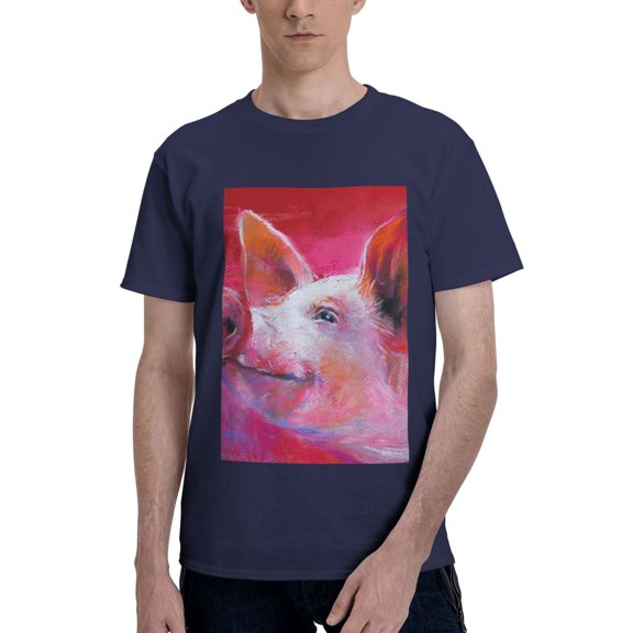 Bingfone Pink Pig Men'S Loose Fit Short-Sleeve Pocket T-Shirt