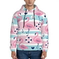 thumbnail image 1 of Bingfone Pink Striped Flamingo Men'S Drawstring Hoodie Long Sleeve Pocket Sweatshirts-Large, 1 of 9