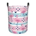 thumbnail image 1 of Bingfone Pink Striped Flamingo Waterproof Foldable Laundry Hamper Bucket With Handles For Storage Bin,Clothes Hamper (Medium), 1 of 8