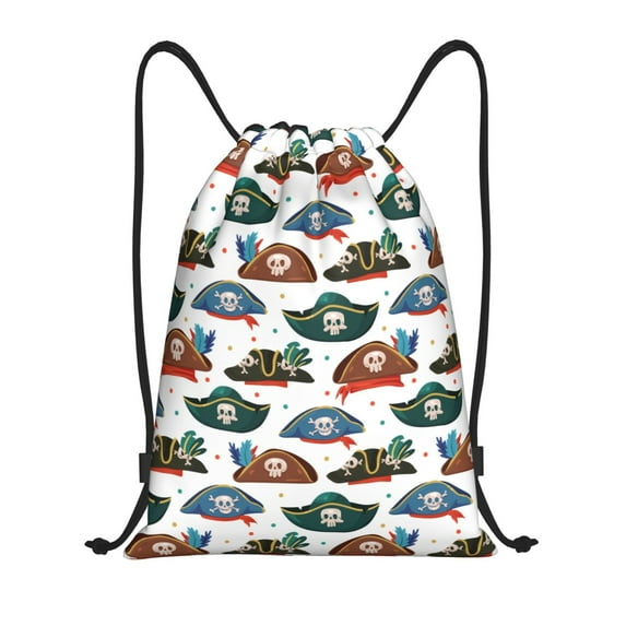 Bingfone Pirate Hats Drawstrings Backpacks Bags for Men Women Gym Drawstrings Bag-Small