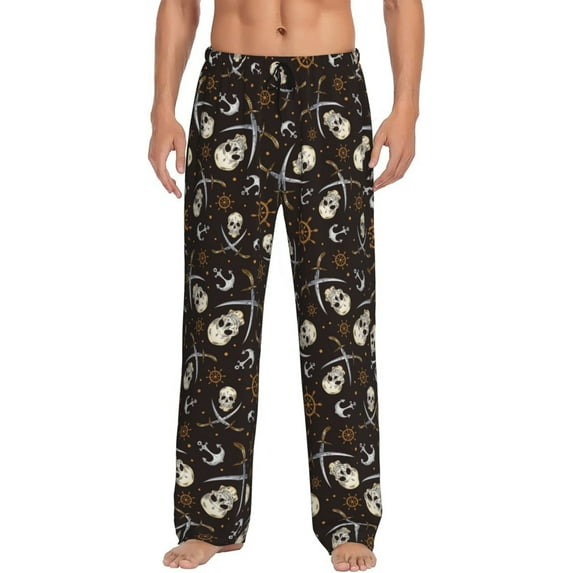 Bingfone Pirate Skulls Mens All Over Print Sleep Pajama Pants-X-Large