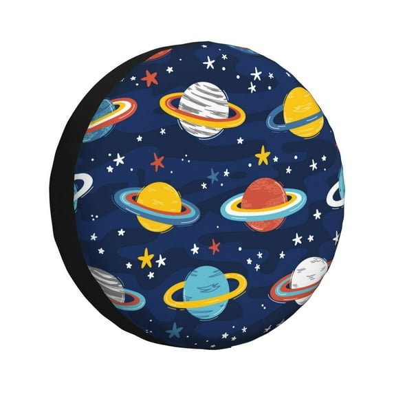Bingfone Planets And Stars Spare Tire Cover Weatherproof Universal Wheel Protectors For Rv Camper Travel Trailer Suv Truck-17 Inch