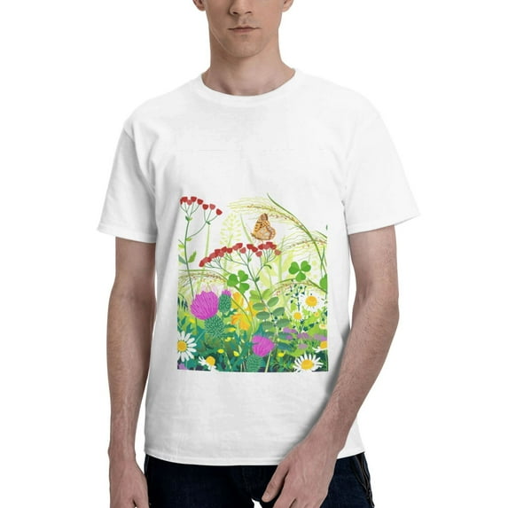 Bingfone Plants And Insects Men'S Loose Fit Short-Sleeve Pocket T-Shirt