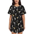 thumbnail image 1 of Bingfone Playing Music Skeletons Print Pajamas Sets for Women Soft Short-Sleeved Pjs with Lounge Shorts Two Piece Sleepwear, 1 of 5