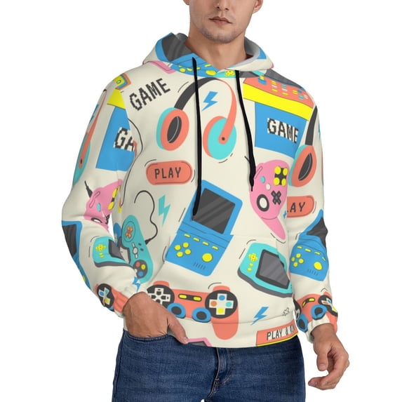 Bingfone Playing Video Games Men'S Drawstring Hoodie Long Sleeve Pocket Sweatshirts-Medium