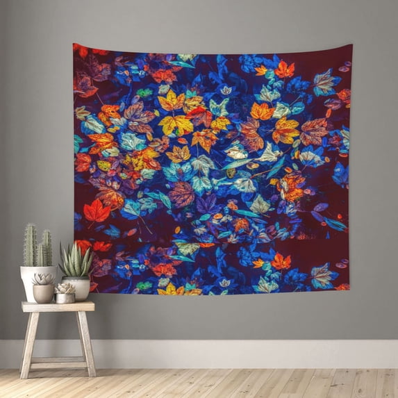Bingfone Polyester Fabric Tapestry Colorful Fall Leaves Wall Hanging Tapestry,Daily Decorative Tapestry For Bedroom Living Room Dorm 60l X 51w Inches