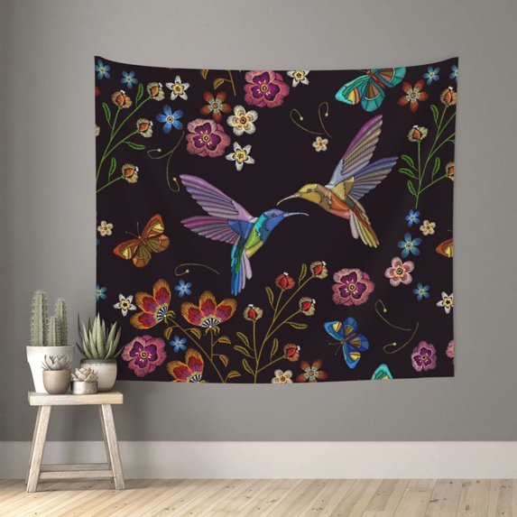 Bingfone Polyester Fabric Tapestry Humming Bird Wall Hanging Tapestry,Daily Decorative Tapestry For Bedroom Living Room Dorm 60l X 51w Inches
