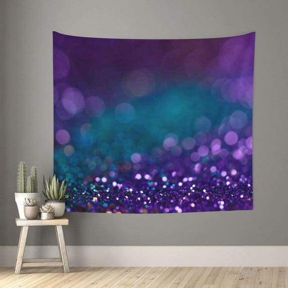 Bingfone Polyester Fabric Tapestry Purple And Green Glitter Wall Hanging Tapestry,Daily Decorative Tapestry For Bedroom Living Room Dorm 60l X 51w Inches