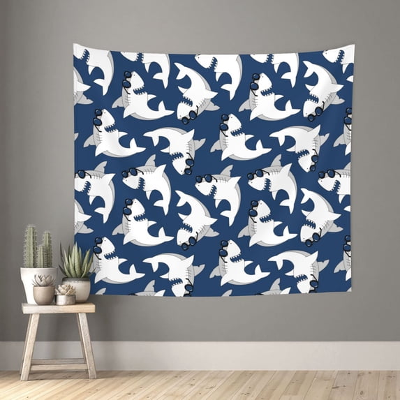 Bingfone Polyester Fabric Tapestry Shark Wall Hanging Tapestry,Daily Decorative Tapestry for Bedroom Living Room Dorm 60L x 51W Inches