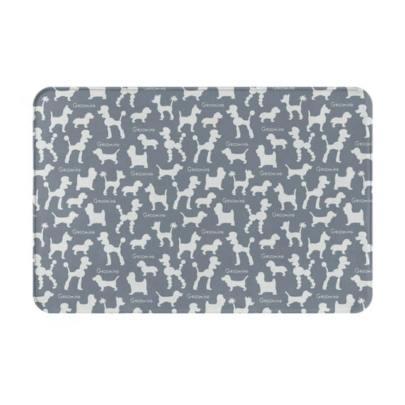 Bingfone Poodle Dog Door Mat 16"x24" Front Entrance Non-Slip Low Profile Washable for Entryway