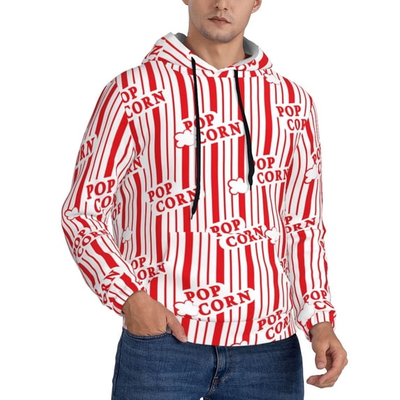 Bingfone Popcorn 1 Men's Drawstring Hoodie Long Sleeve Pocket Sweatshirts-Medium