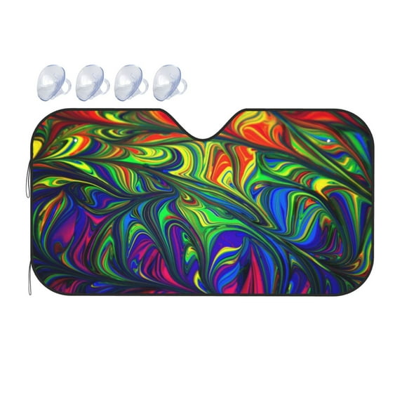 Bingfone Pride Rainbow Car Windshield Sunshade,Sun Foldable Sun Shield Sun Visor For Car - Small