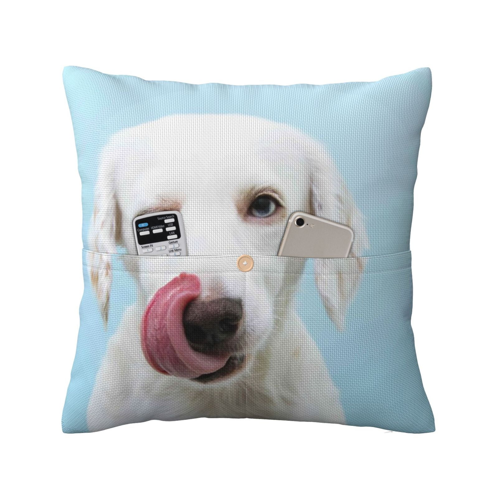 Bingfone Puppy Licks Nose Linen Throw Pillow Covers Cushion Case Pocket