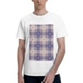 thumbnail image 1 of Bingfone Purple Floral Gingham Check Plaid Men'S Loose Fit Short-Sleeve Pocket T-Shirt, 1 of 7