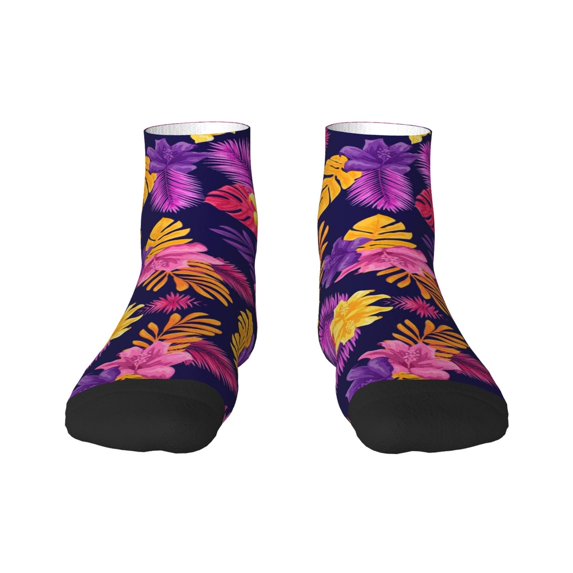 Bingfone Purple Flower Design Patterned Men'S Women'S Casual Cotton Socks