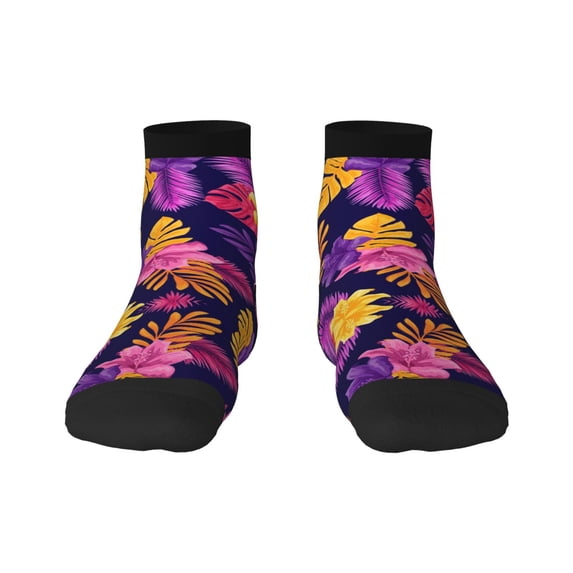 Bingfone Purple Flower Design Patterned Men'S Women'S Casual Cotton Socks