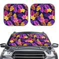 thumbnail image 1 of Bingfone Purple Flower Print 2-Piece Sun Shade Front Windshield - Foldable Car Front Window Sunshades For Most Sedans Suv Truck - Medium, 1 of 7