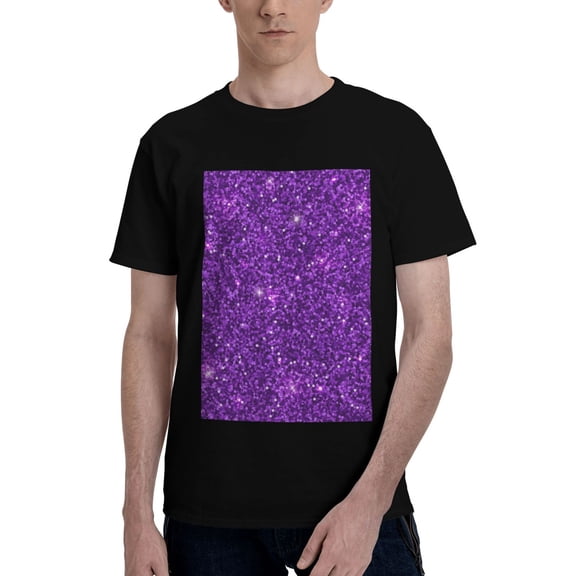 Bingfone Purple Glitter Men'S Loose Fit Short-Sleeve Pocket T-Shirt