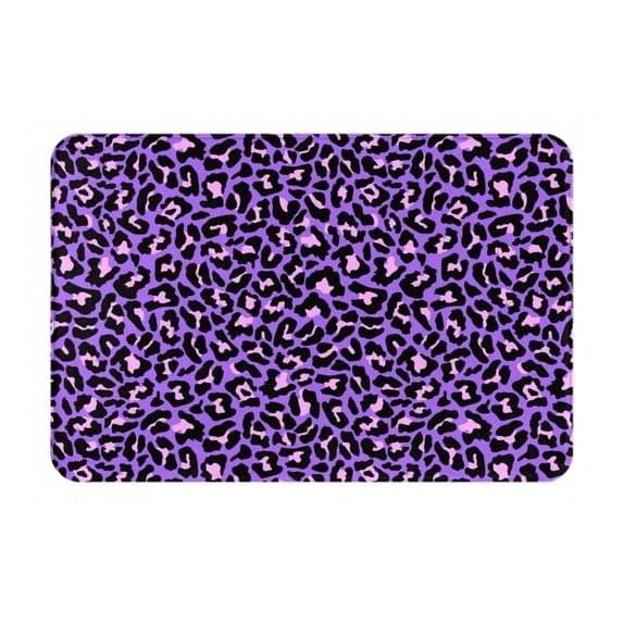 Bingfone Purple Leopard Door Mat 16"x24" Front Entrance Non-Slip Low Profile Washable for Entryway