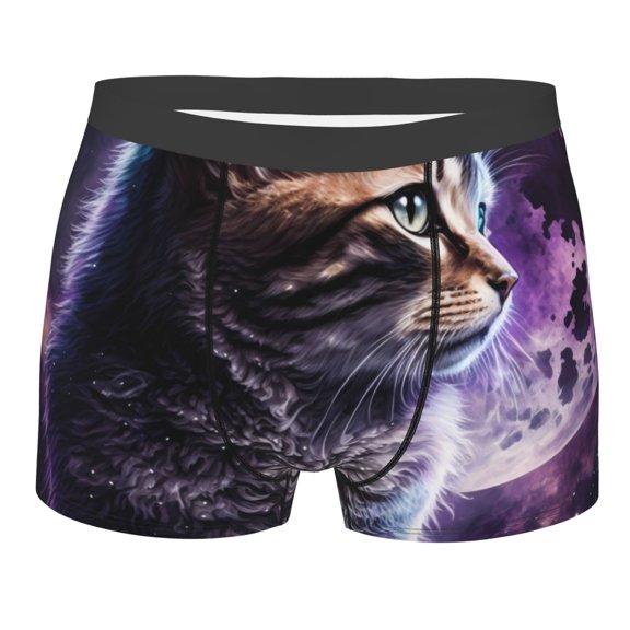 Bingfone Purple Moon Cat Men's Underwear - Casual Stretch Boxer Briefs-XX-Large