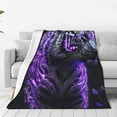 Bingfone Purple Plant White Tiger Print Flannel Fleece Blanket Throw