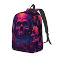 Bingfone PurpleRed Skull Print Canvas College Laptop Backpack, Large