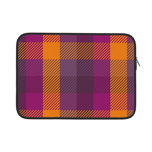 Bingfone Purple Yellow Buffalo Plaid Laptop Sleeve Case 13 Inch, 360° Protective Computer Carrying Bag