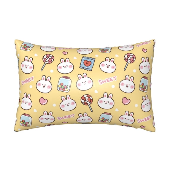 Bingfone Rabbit And Candy Satin Pillowcase for Hair - Standard Size with Zipper Silky & Soft Pillow Covers,20x30 Inches