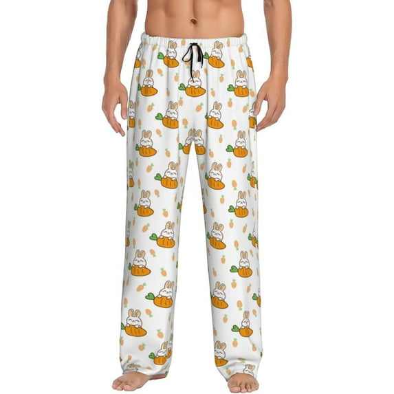 Bingfone Rabbit And Carrot Mens All Over Print Sleep Pajama Pants-XX-Large