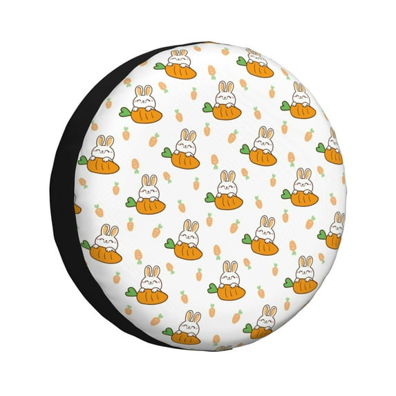 Bingfone Rabbit And Carrot Spare Tire Cover Weatherproof Universal Wheel Protectors for RV Camper Travel Trailer SUV Truck-17 inch